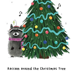 Raccoon Around the Christmas Tree Card