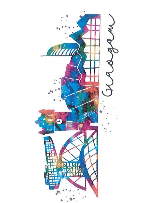 Glasgow Skyline Greetings Card
